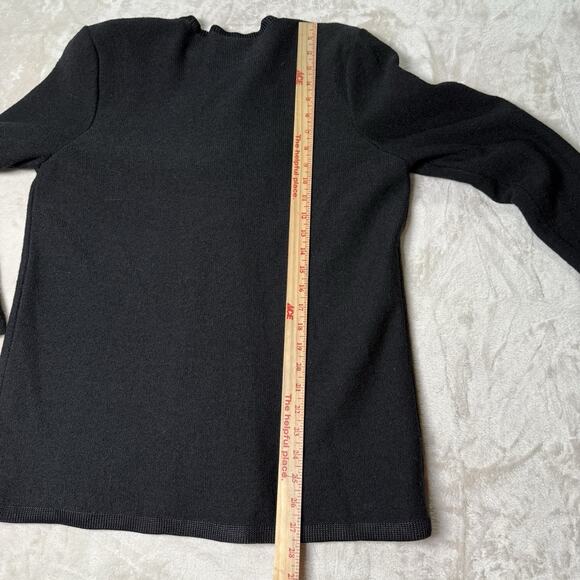 VTG St. John Knit Button Jacket Blazer Lined Black Wool 80s Gold Women's Size L - Picture 7 of 7